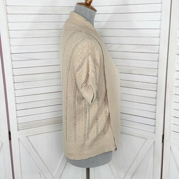 Dress Barn Vintage Open Front Cardigan Topper Sweater Tan Small - Picture 3 of 13